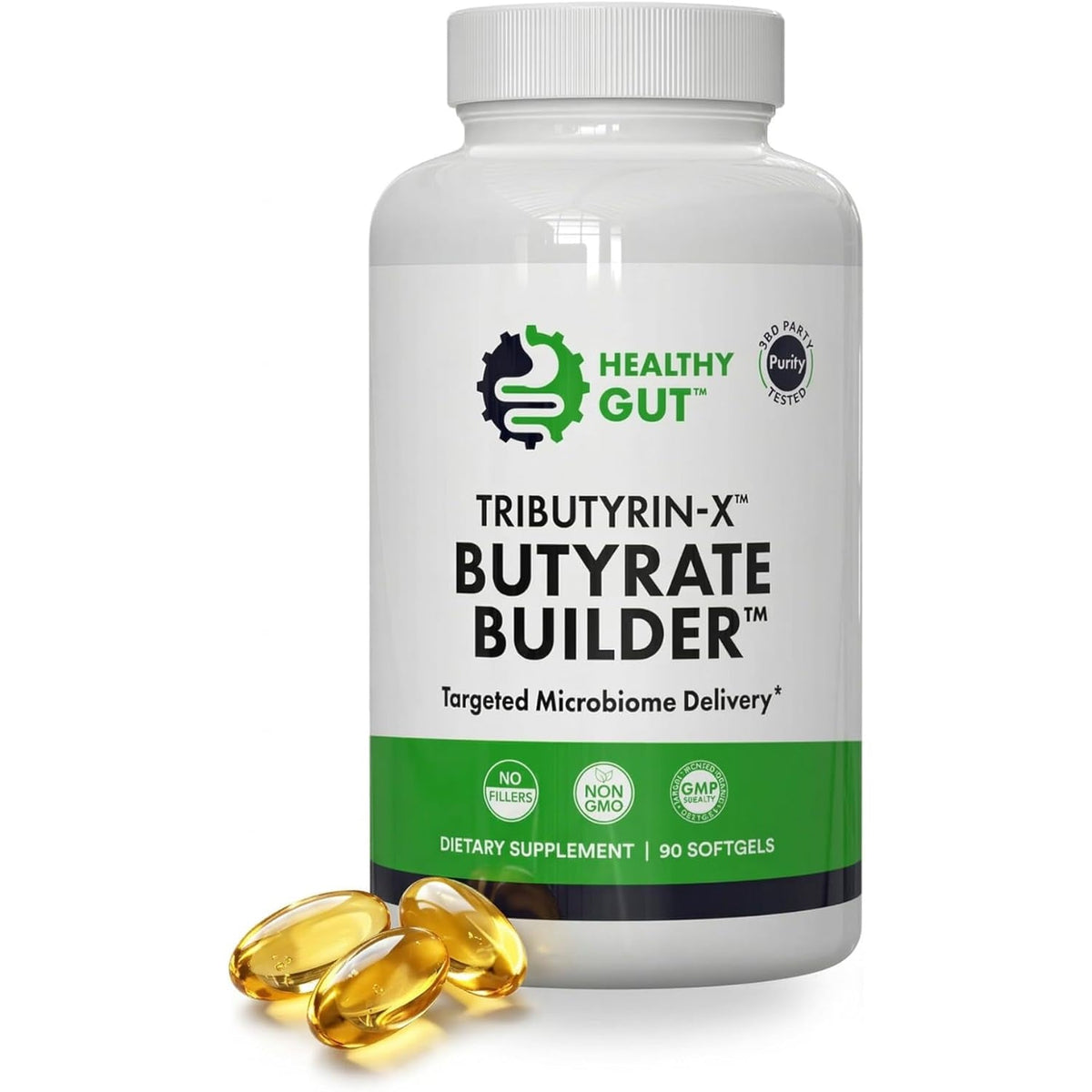 Healthy Gut Tributyrin-X | Most Bioavailable Butyrate Supplement for Gut Health & Leaky Gut Support | 99% Pure W/Zero Odor | 90 Softgels