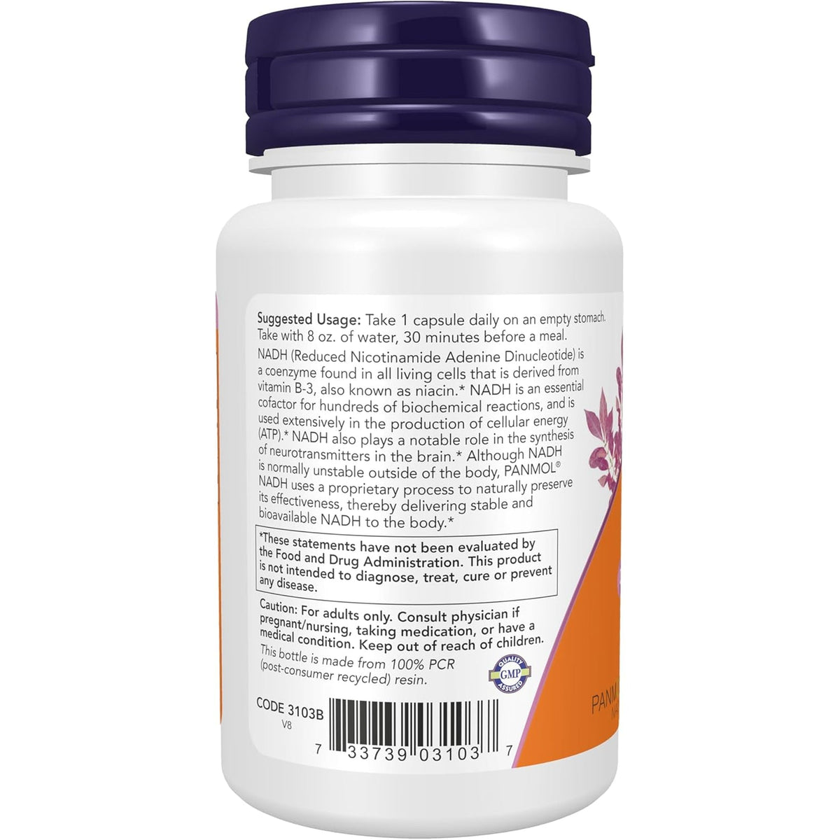 NOW Supplements, NADH (Reduced Nicotinamide Adenine Dinucleotide) 10 Mg with 200 Mg D-Ribose, 60 Veg Capsules