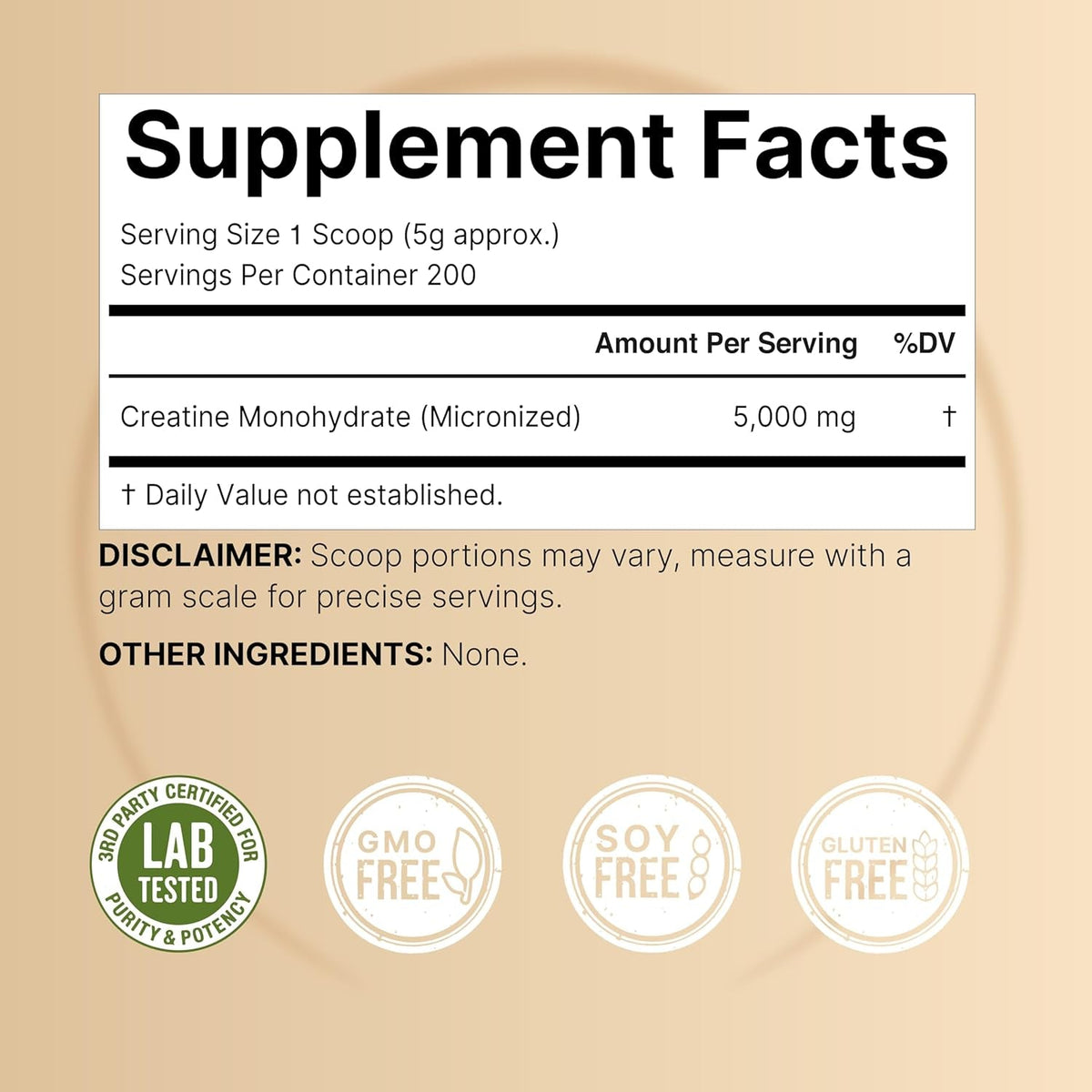 Naturebell Creatine Monohydrate Powder 1,000G, 5,000Mg per Serving, 200 Servings (2.2 Lb) | Micronized, Pure & Unflavored | Pre-Workout Muscle Support* | Keto, Vegan, Filler-Free