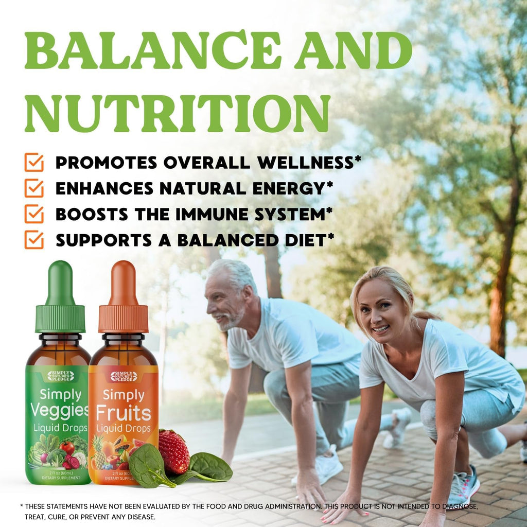 Simply Nature'S Pledge - Fruit and Vegetable Supplements - Liquid Drops - Made with Whole Food Superfoods, Packed Vitamins & Minerals - Soy Free - Made in the USA
