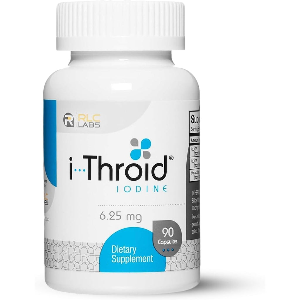 RLC Labs I-Throid 6.25 Mg - Thyroid Supplements for Hypothyroidism, Lodine/Iodide Supplements for Thyroid, Support Healthy Metabolism, Thyroid Support for Women and Men - 90 Vegetarian Capsules