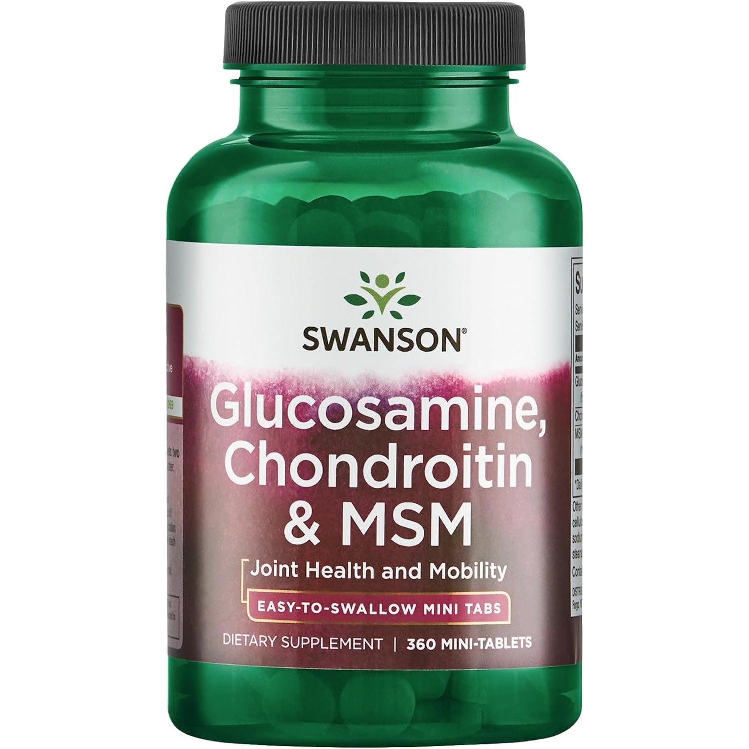 Swanson Glucosamine, Chondroitin & MSM - Cartilage & Joint Health Supplement* - Supports Mobility & Flexibility* - Easy-To-Swallow Mini Tablets - Gluten Free & Non-Gmo - 360 Mini-Tablets
