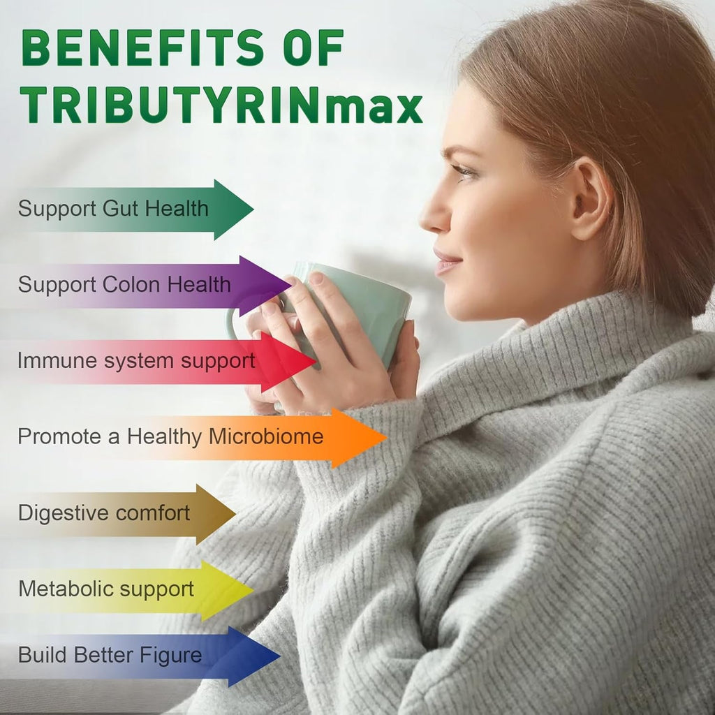 Tributyrinmax Supplement 1200Mg for Gut Health,Vegan,Butyrate Gut Health Supplement for Digestive, Leaky Gut, Colon, Microbiome - 60 Softgels