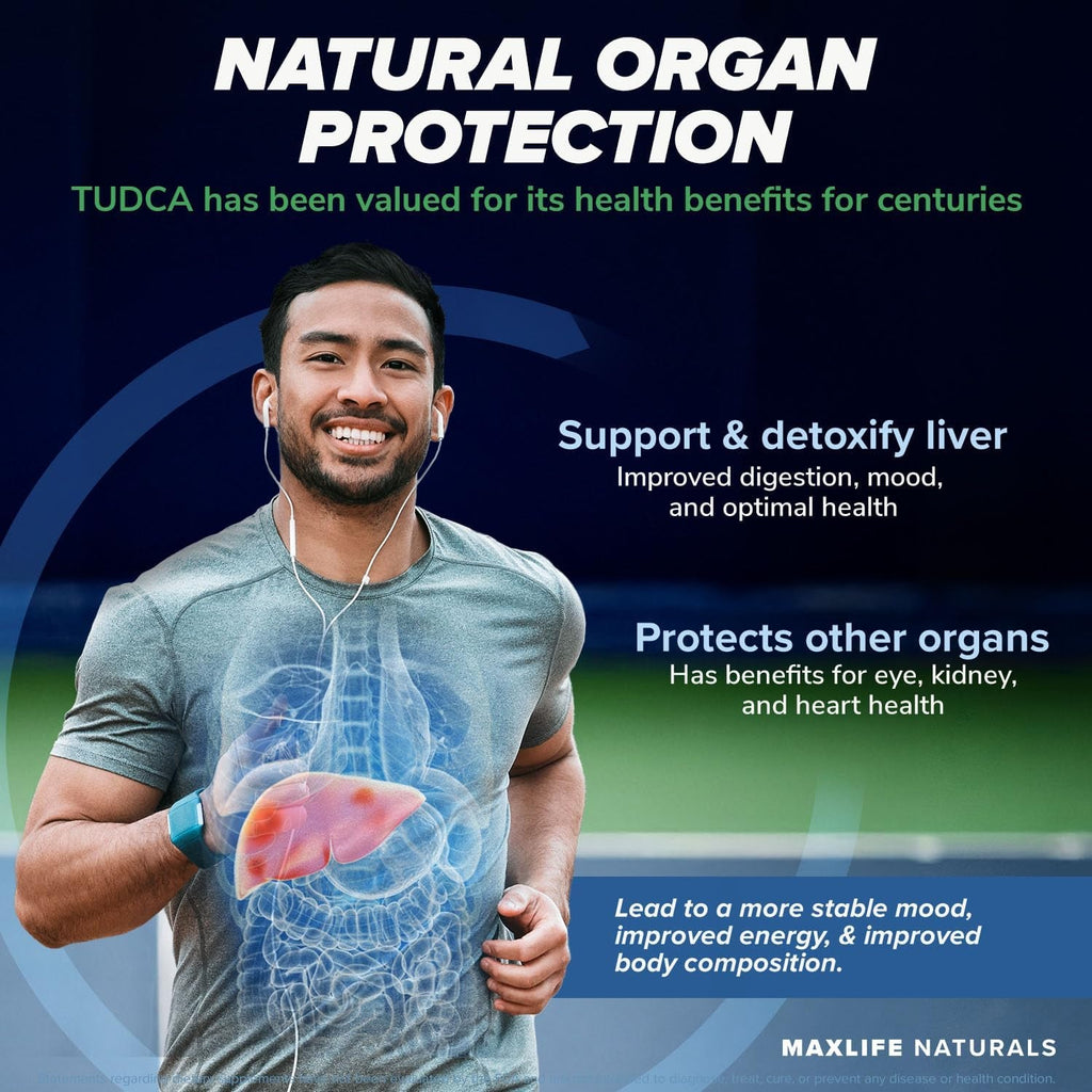 Maxlife Naturals TUDCA Liver Support Supplement 500Mg – 60 Capsules Tauroursodeoxycholic Acid, Nerve Cell Function, Bile Salts Supplement for Liver & Gallbladder Support, Digestive Balance Formula