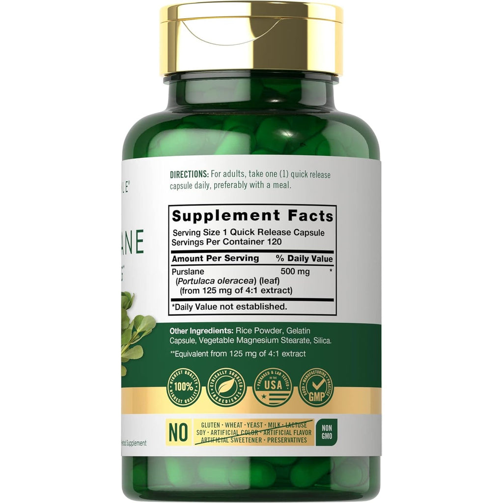 Carlyle Purslane Capsules | 120 Count | Portulaca Oleracea Extract | Non-Gmo, Gluten Free Supplement
