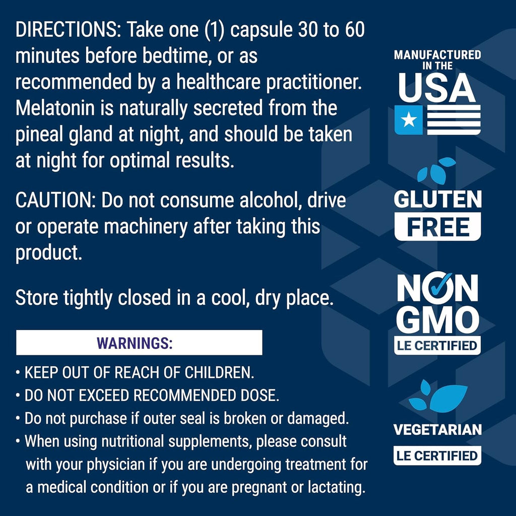 Life Extension Melatonin, 3 Mg, Optimal Sleep Support, Healthy Circadian Rhythms, Cellular Defense, Gluten-Free, Non-Gmo, Vegetarian, 60 Capsules
