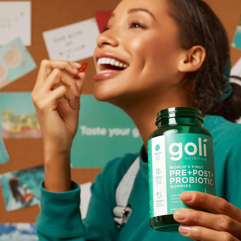 Goli Pre Pro Postbiotic Gummies - Worlds First 3-In-1 Formula with DE111 Probiotics, XOS Prebiotics, MCC1849 Postbiotics - Vegan, Non-Gmo, Gluten-Free