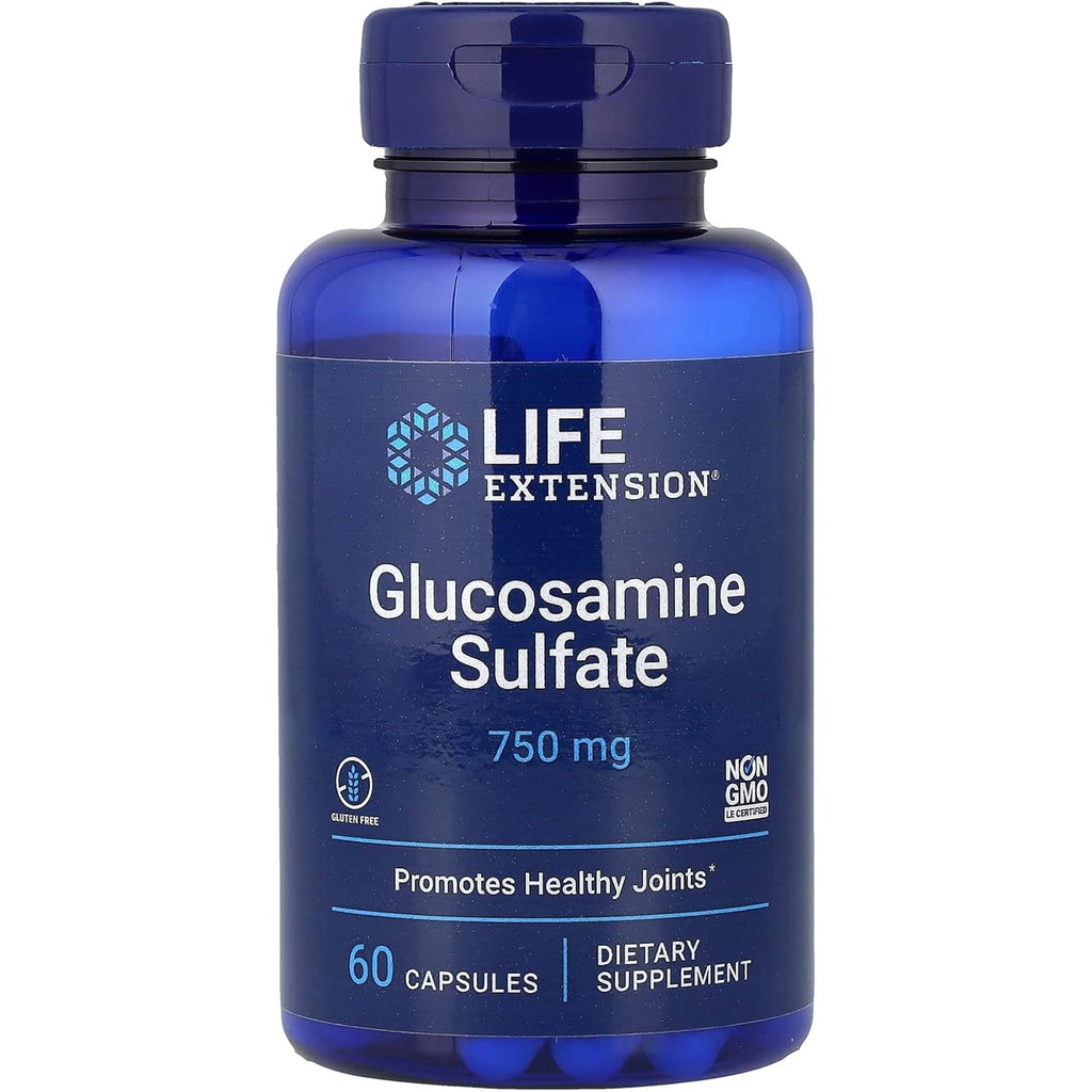 Life Extension Glucosamine Sulfate, 750 Mg, Supports Knee Comfort and Joint Health, Gluten-Free, Non-Gmo, 60 Capsules