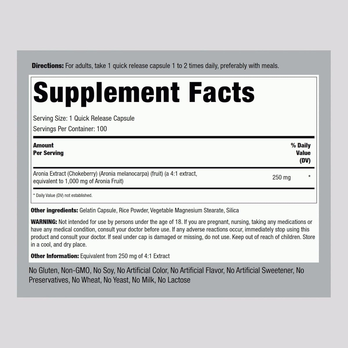 Piping Rock Aronia Berry Capsules | 100 Pills | Chokeberry Herb Extract | Supplement Concentrate | Non-Gmo, Gluten Free