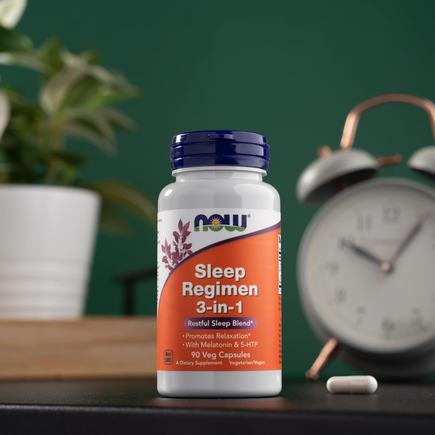 NOW Foods Supplements, Sleep Regimen 3-In-1, with Melatonin, 5-HTP and L-Theanine, Restful Sleep Blend*, 90 Veg Capsules