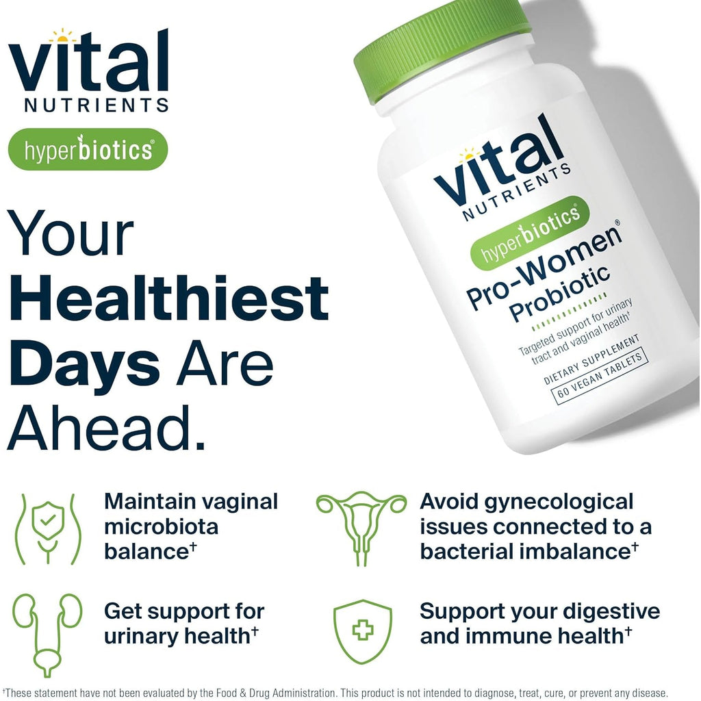 Hyperbiotics Vital Nutrients Pro Women Probiotics for Women | Vaginal Probiotics for PH Balance | Oral Probiotic for Vaginal Health and Urinary Tract Health | 6 Targeted Strains | 60 Vegan Tablets