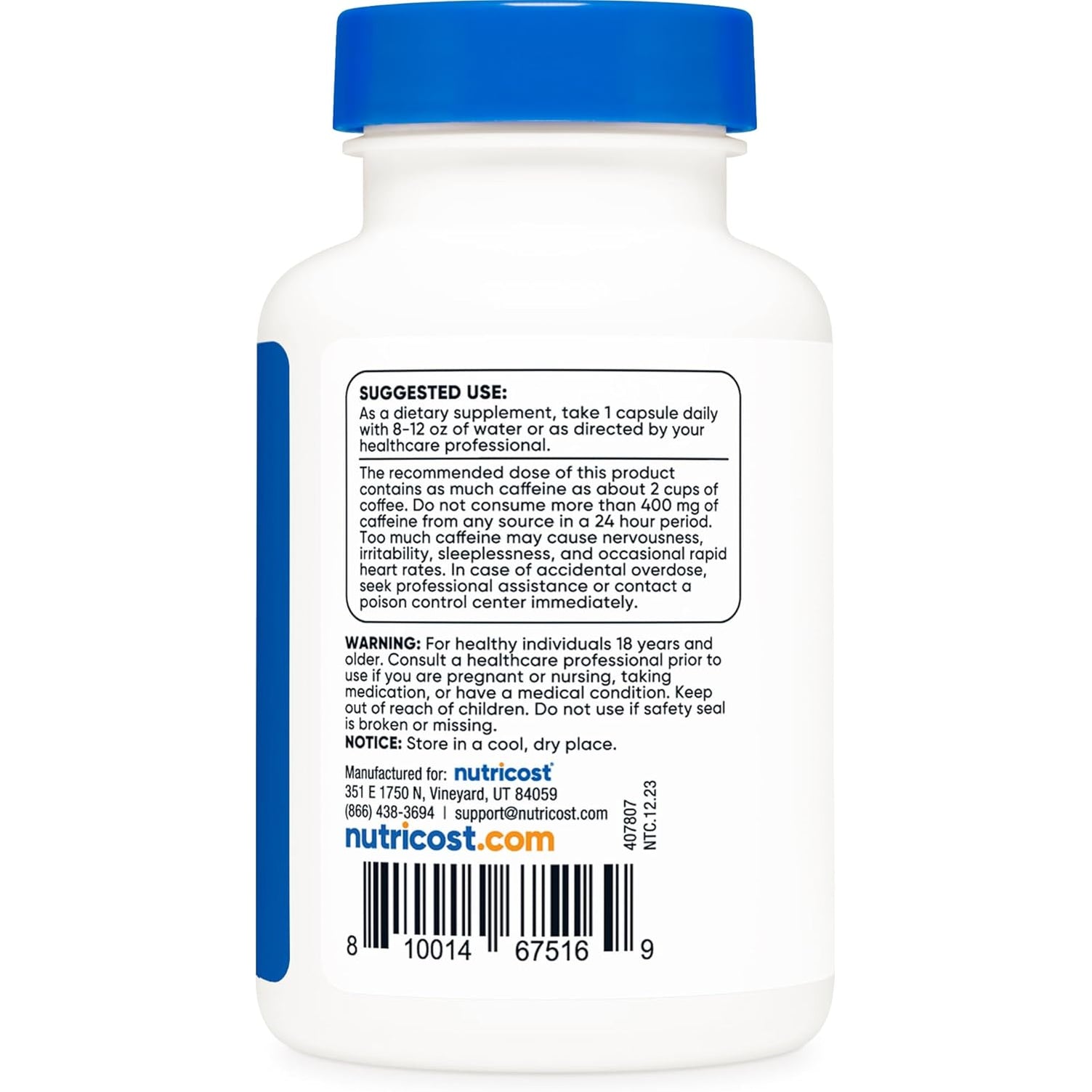 Nutricost Caffeine Pills 200Mg, 120 Capsules - Gluten Free, Non-Gmo