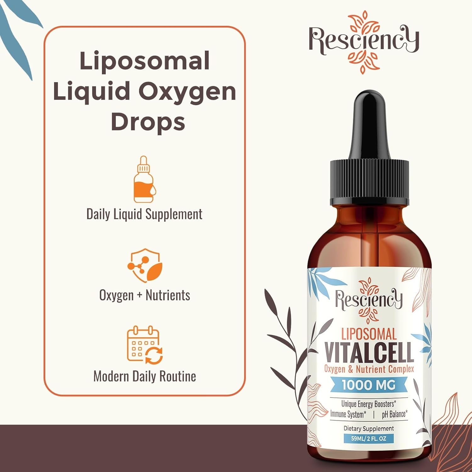 13-In-1 Liquid Oxygen Boost & Nutrient Supplement, Liposomal Optimized-Delivery Blend with Trace Minerals, Amino Acids, Coq10, B Vitamins & Fulvic Acid, Daily Wellness Liquid Oxygen Drops, 2 Fl Oz