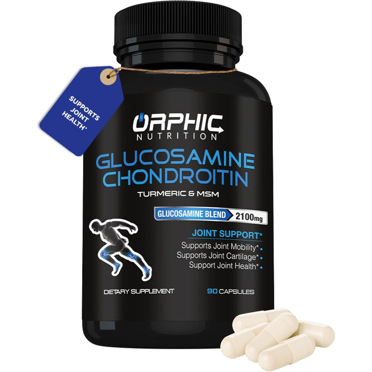 ORPHIC NUTRITION Glucosamine Chondroiting MSM 2100MG (90 Caps) - Joint Support Supplement for Men & Women* - Supports Joint Cartilage & Mobility