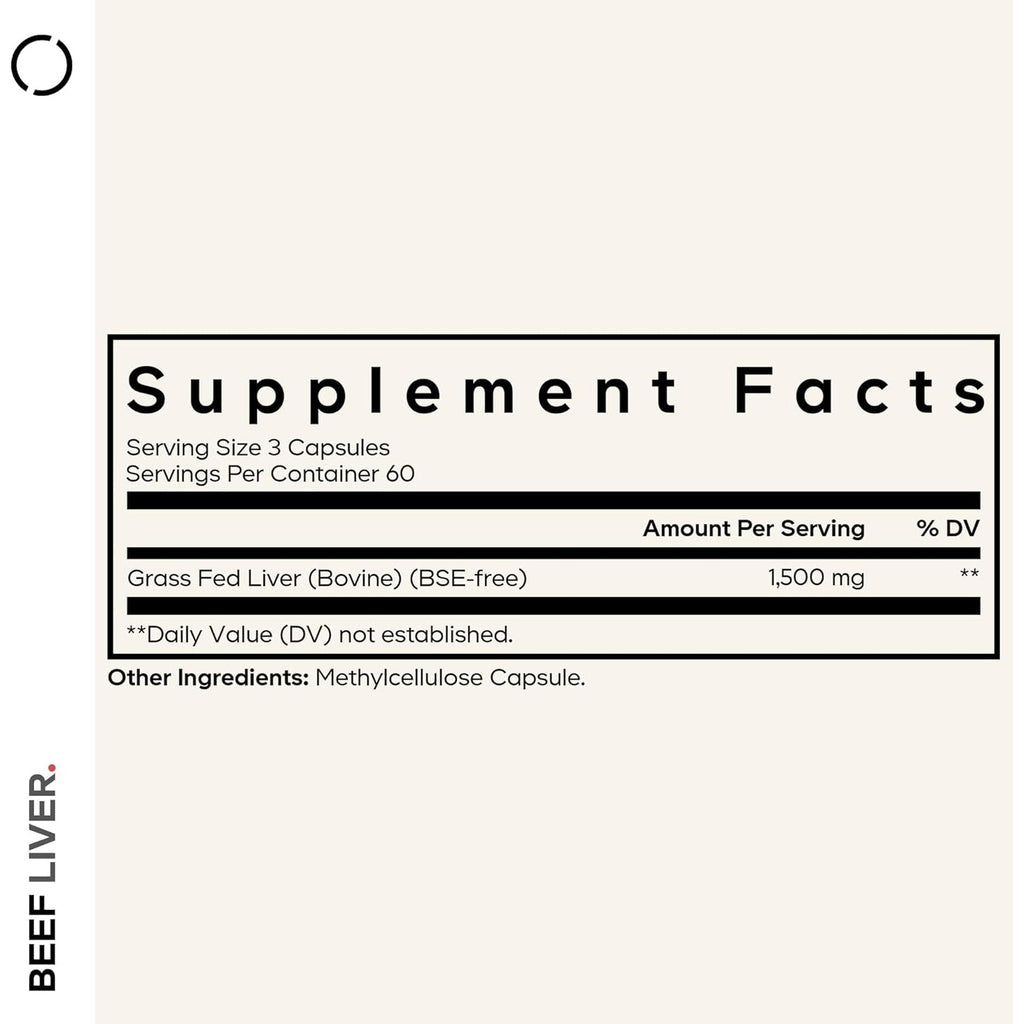 Codeage Grass Fed Beef Liver Supplement Superfood, Freeze Dried, Non-Defatted, Desiccated Glandulars Bovine Pills, Pasture Raised Beef Vitamins, Non-Gmo Liver Meat, 180 Capsules