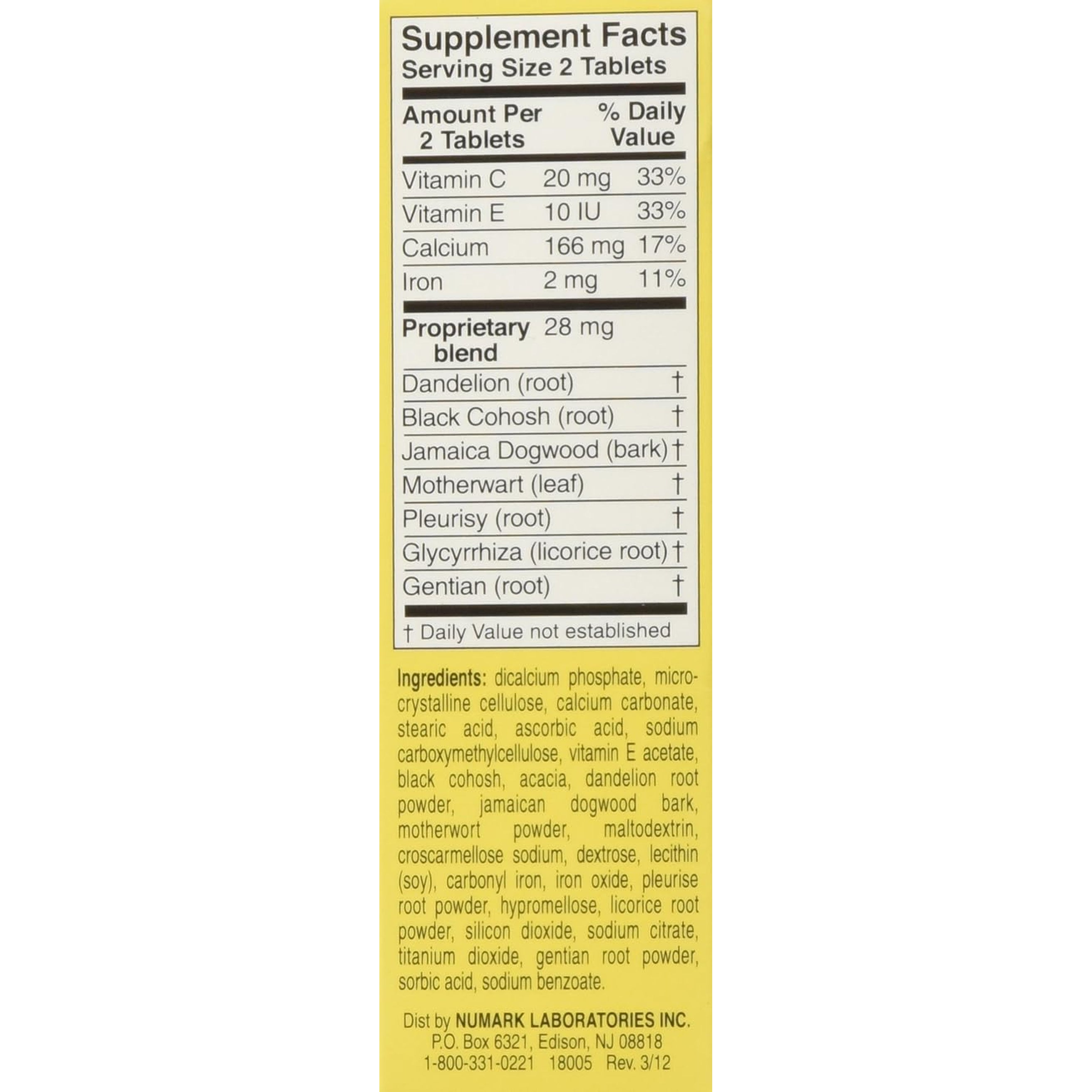 Lydia Pinkham Herbal Supplement Tablets for Menstruation and Menopause Support, 72 Count