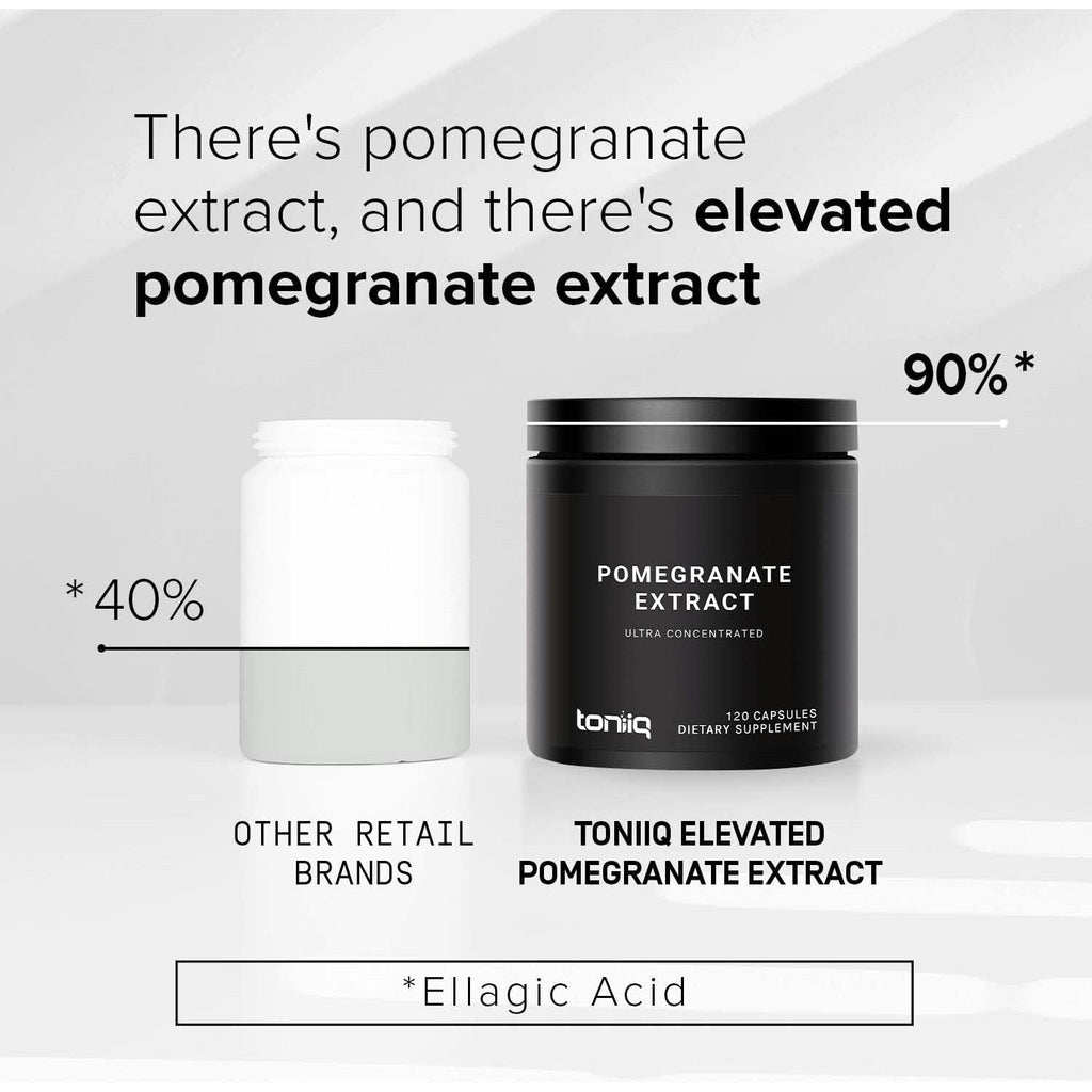 Toniiq Pomegranate Extract - Ultra High Potency 35:1 Extract with 90% Ellagic Acid - Highly Concentrated - Third-Party Lab Tested - 120 Capsules
