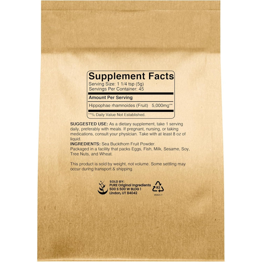 Pure Original Ingredients Sea Buckthorn (8Oz) Traditional Supplement, Tart Berry Taste, Non-Gmo
