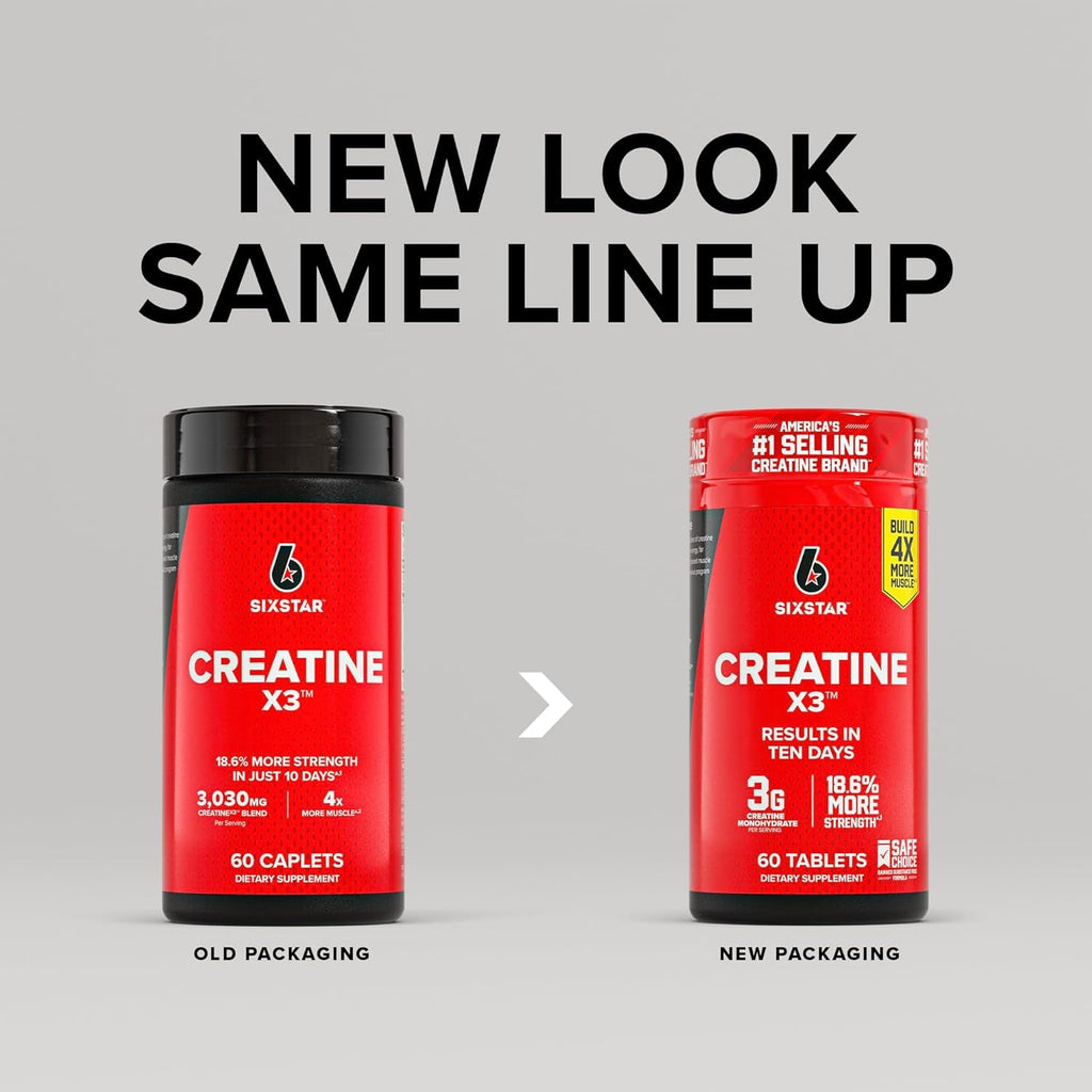 Six Star Creatine Pills, X3 (60 Caplets) - Creatine for Women & Men - Creatine Capsules Support Muscle Strength - Pre & Post Workout Creatine Supplement for Muscle Recovery & Building - 20 Servings