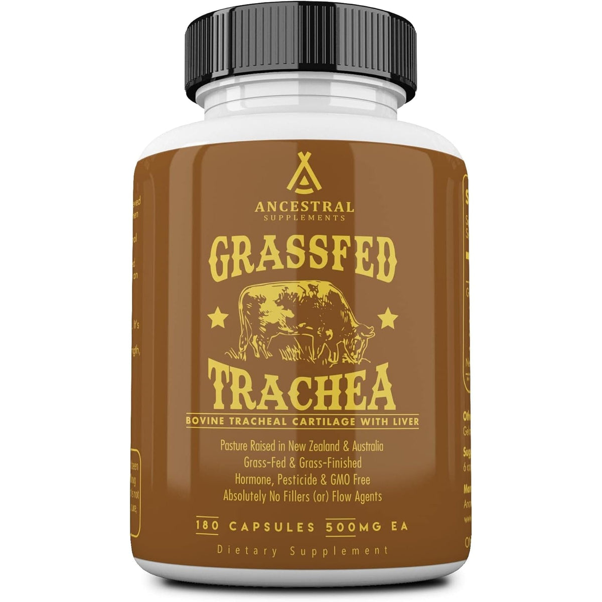 Ancestral Supplements Grass Fed Beef Tracheal Cartilage Supplement with Liver, 3000Mg, Immune Health and Joint Support Supplement Promotes Healing, Non-Gmo, 180 Capsules