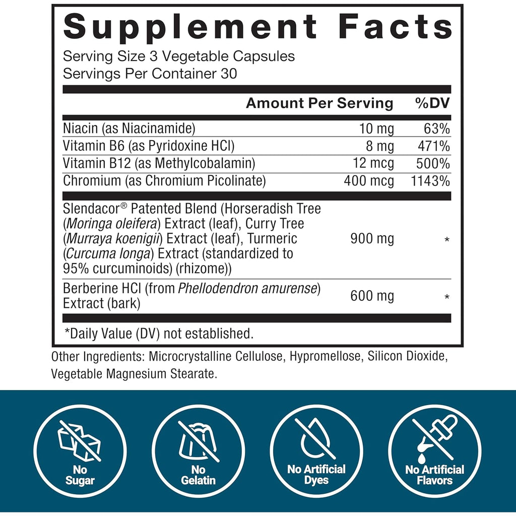 Force Factor Glucoslim Weight Loss Pills & Metabolism Booster, Non-Stimulant Thermogenic Fat Burner & Appetite Suppressant, with Clinically Studied Slendacor, 90 Vegetable Capsules