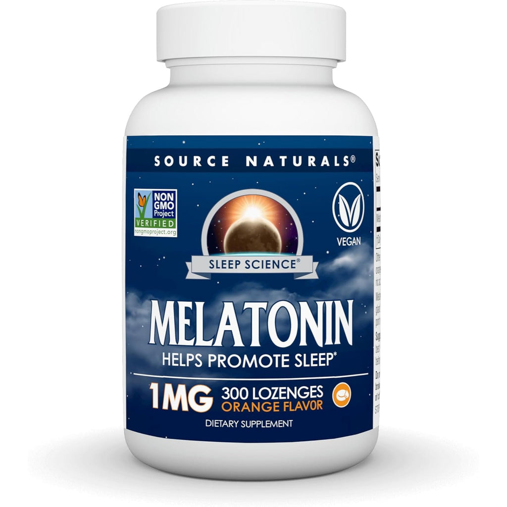 Source Naturals Sleep Science Melatonin, Helps Promote Sleep* - 1 Mg - 300 Orange Flavored Lozenges