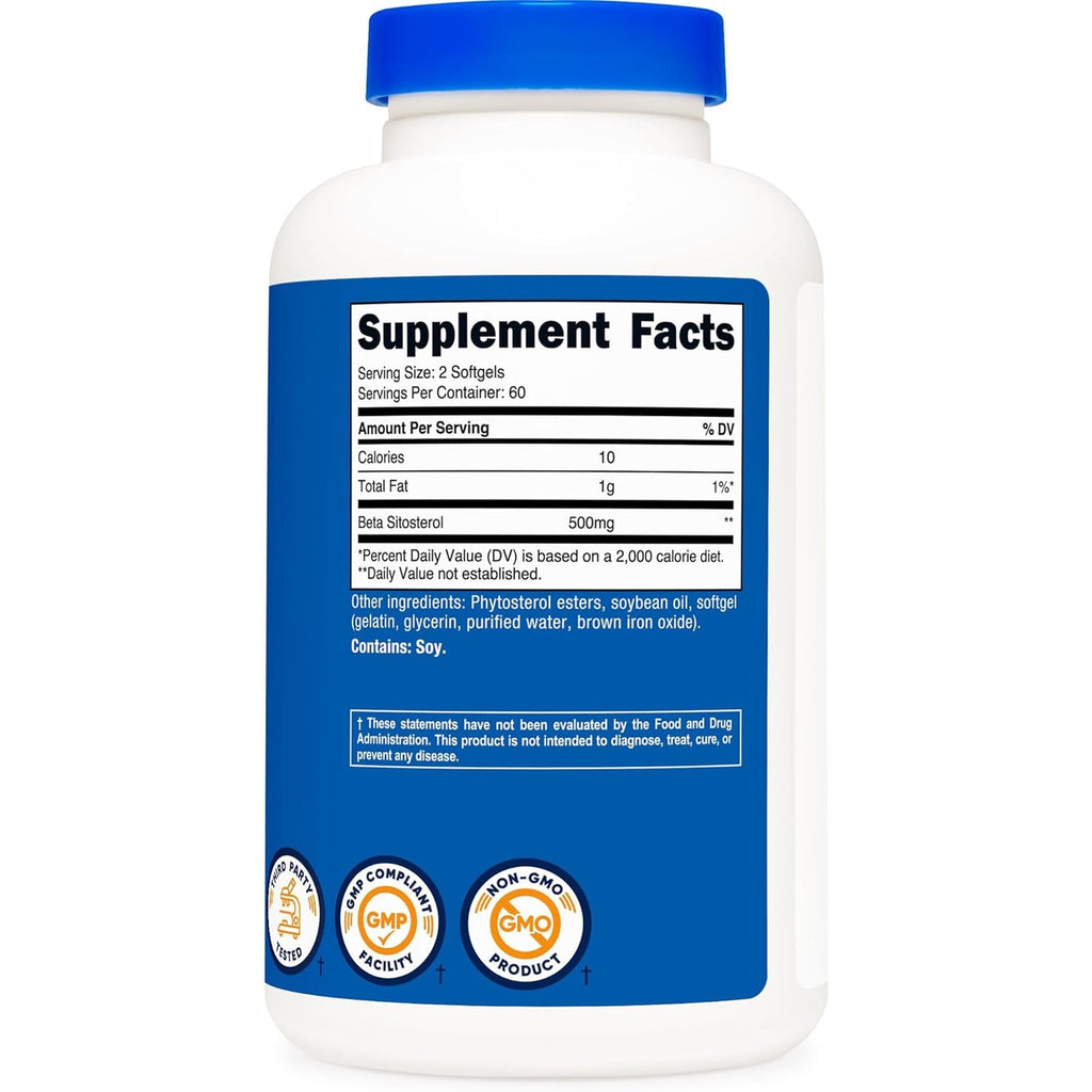 Nutricost Beta Sitosterol 120 Softgels, 500Mg - Non-Gmo, Gluten Free Supplement, 60 Servings