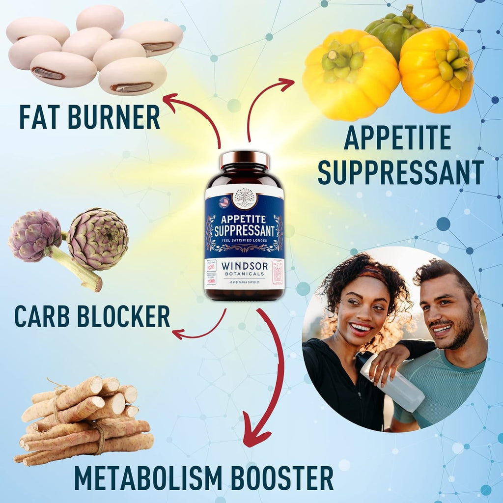Appetite Suppressant for Weight Loss - Garcinia Cambogia Weight Loss Pills, White Kidney Bean Extract, Artichoke, Glucomannan - Hunger & Craving Suppressant, Metabolism Booster - 60 Veggie Diet Pills
