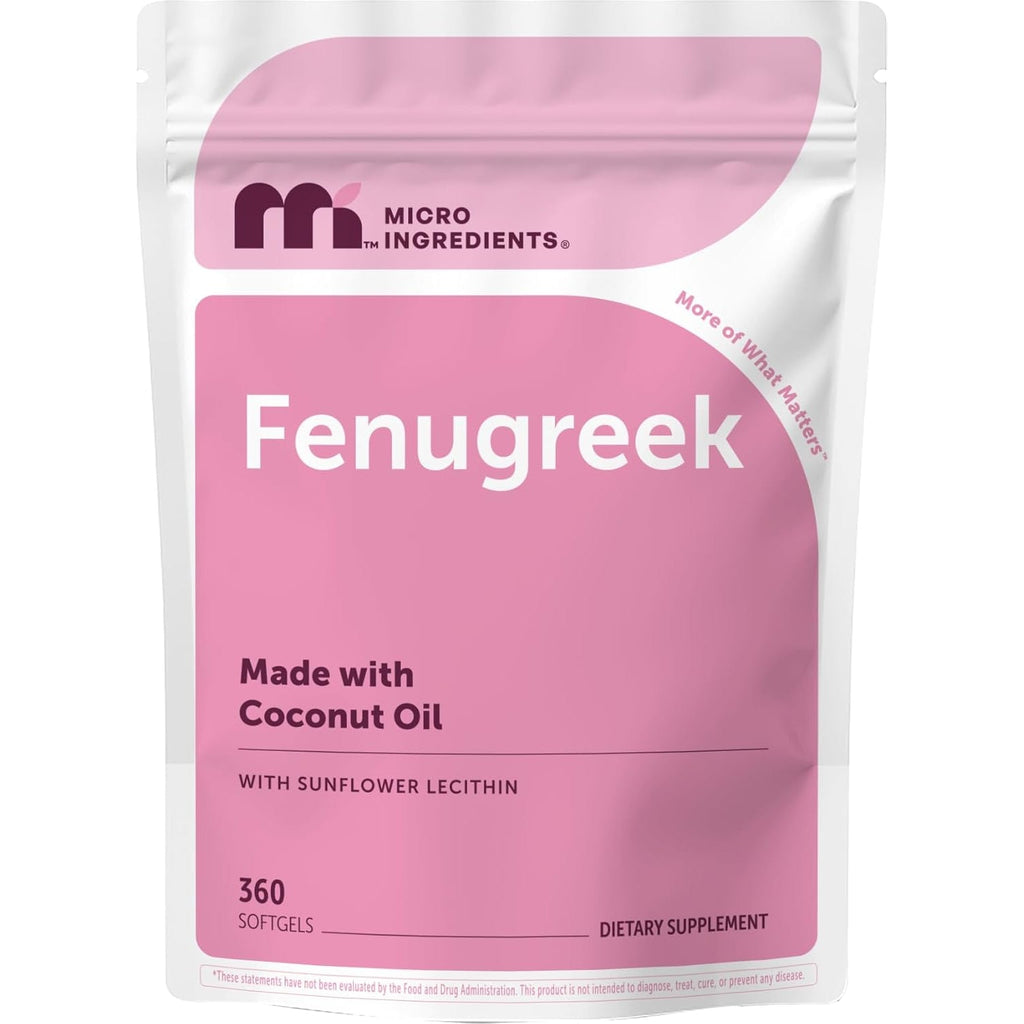 Micro Ingredients Fenugreek with Sunflower Lecithin, 360 Softgels, 6 Month Supply | Fenugreek Seed Extract for Breastfeeding & Lactation Support* | Made with Coconut Oil | Non-Gmo