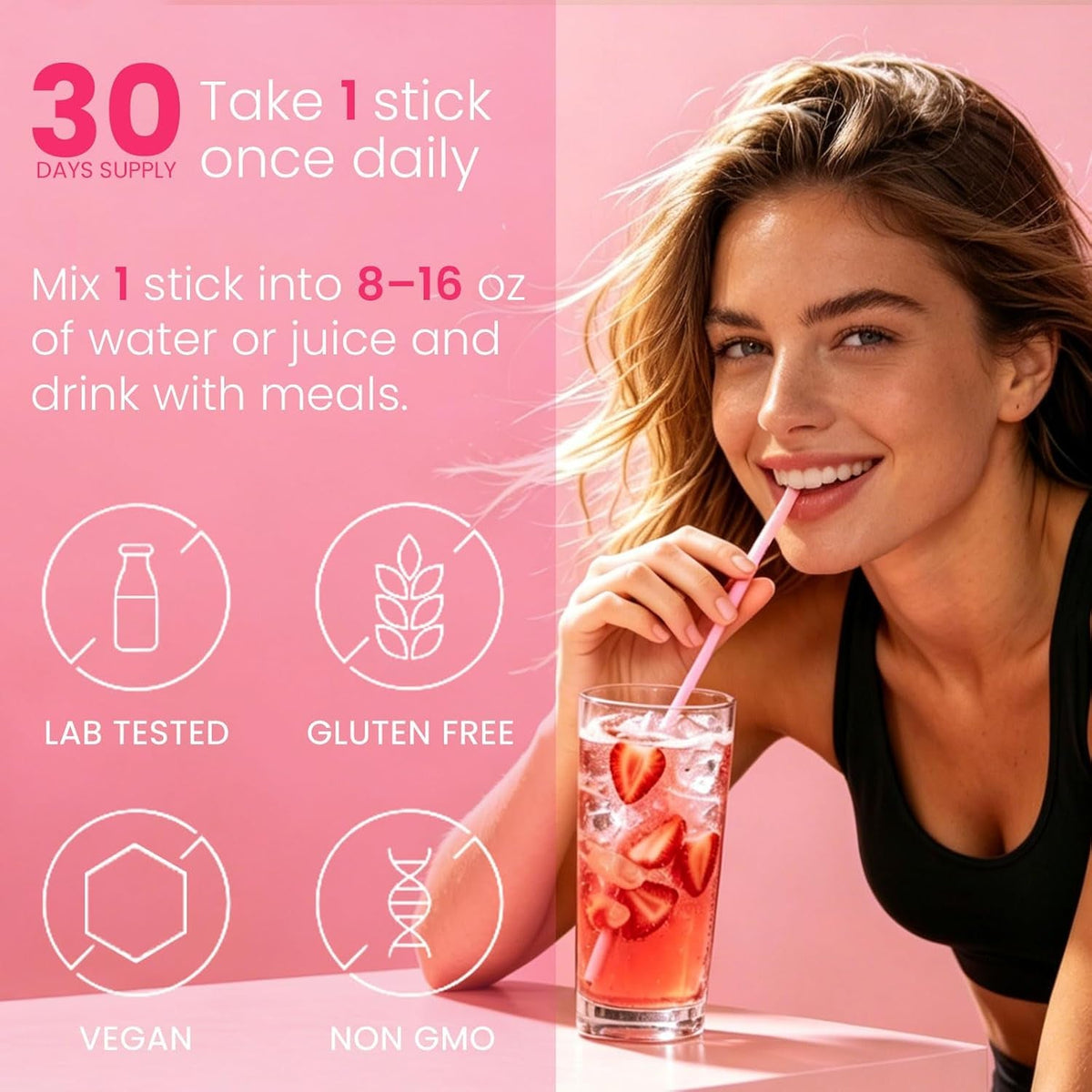 GLP-1 Cutting Drink Mix | Berberine, Cinnamon, Yerba Mate, 5-HTP & FOS | Supports Satiety, Energy & Gut Health | Strawberry Açaí Flavor | Vegan, Sugar-Free - 30 Sticks (1 Box)