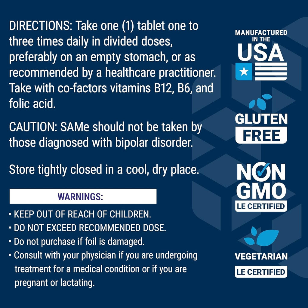Life Extension Same, Mood, Joint & Liver Support, Gluten-Free, Non-Gmo, Vegetarian, 30 Tablets