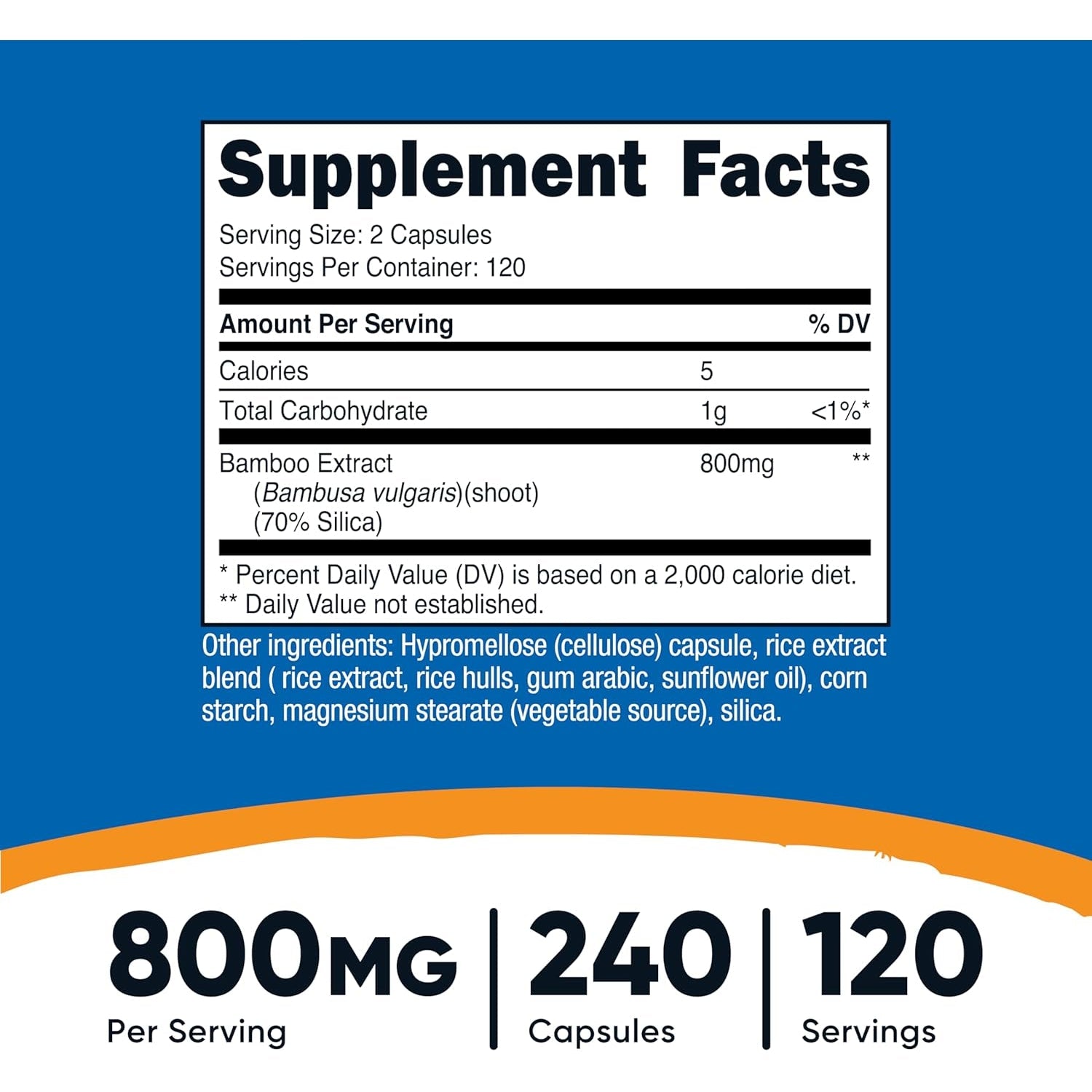 Nutricost Bamboo Extract, 400 Mg, 240 Capsules - Vegan, Gluten Free and Non-Gmo - 120 Servings with 800 Mg