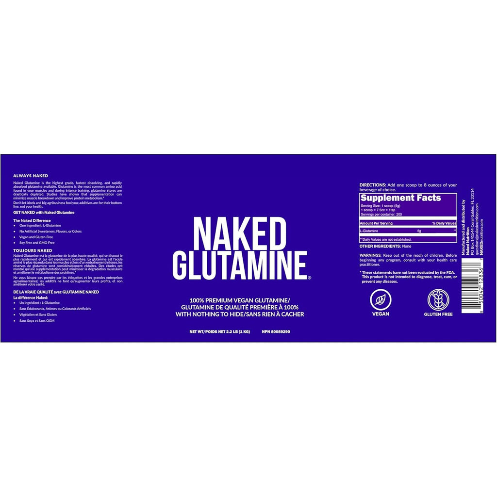 Pure L-Glutamine Made in the USA - 200 Servings - 1,000G, 2.2Lb Bulk, Vegan, Non-Gmo, Gluten and Soy Free. Minimize Muscle Breakdown & Improve Protein Synthesis. No Additives