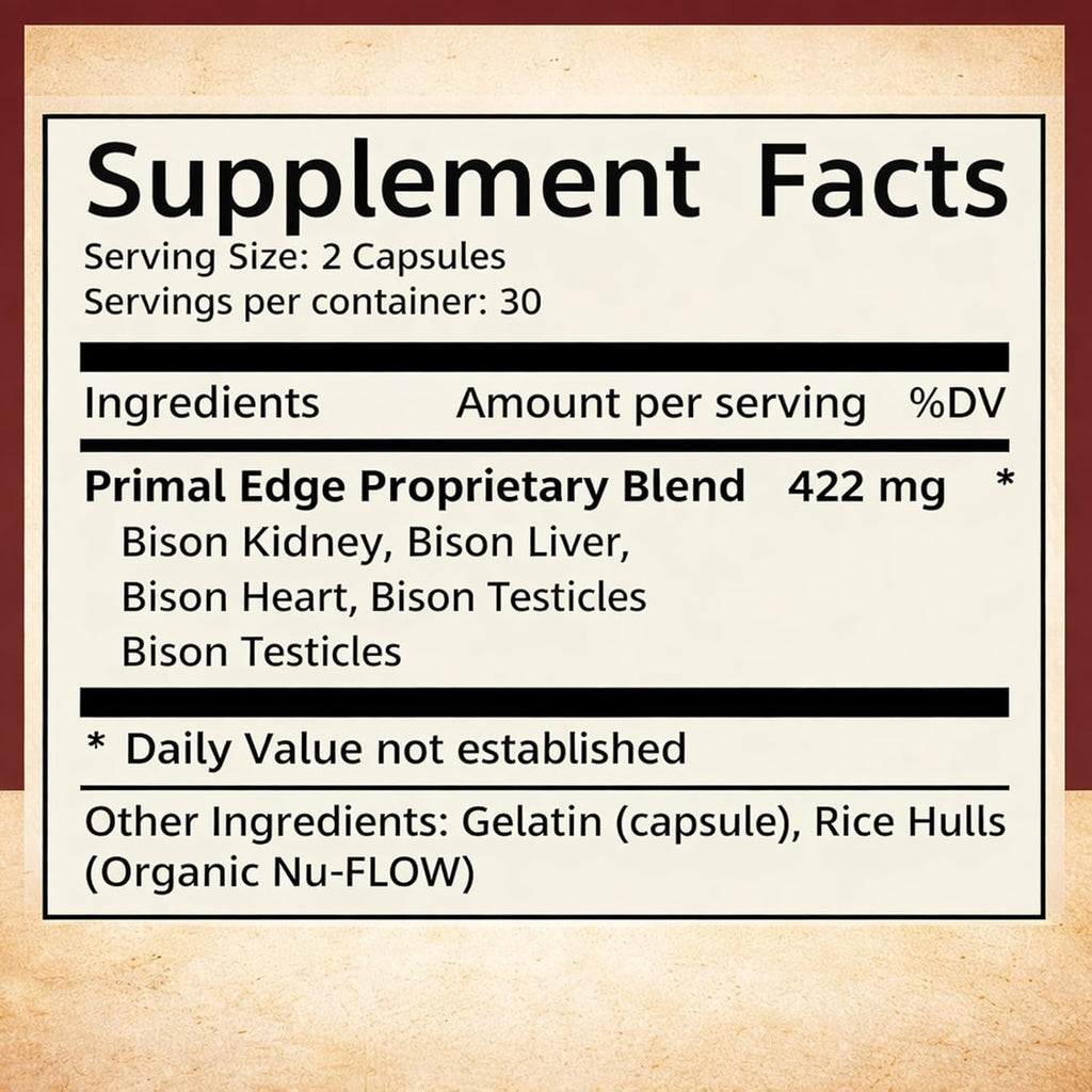 Primal Edge Bison, Primal American Bison Extract Capsules – 60 Capsules