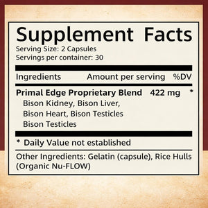 Primal Edge Bison, Primal American Bison Extract Capsules – 60 Capsules