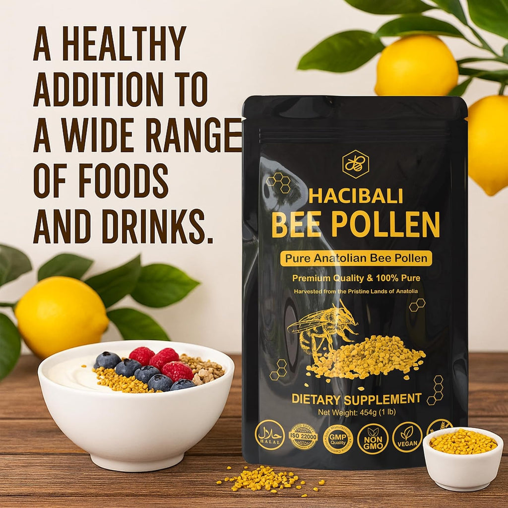 Organic Bee Pollen Granules – 1 Lb (454G) – Raw & Natural – EU & USDA Organic Certified – Halal, Kosher, GMP, ISO 22000 – Premium Anatolian Bee Pollen Superfood