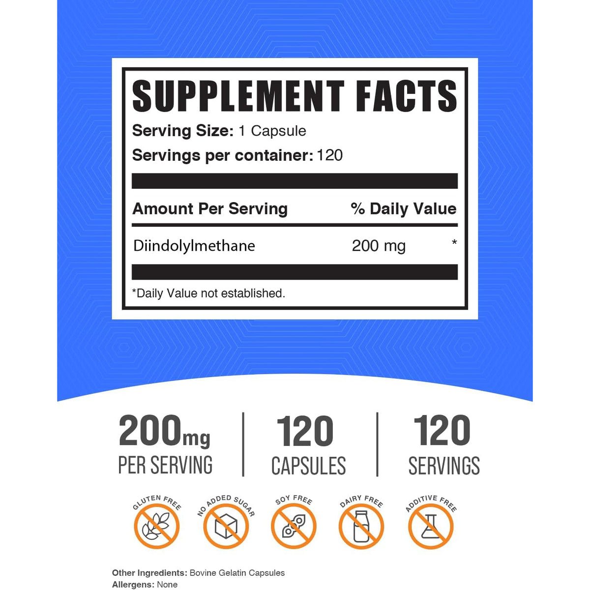 Bulksupplements.Com DIM Capsules - Diindolylmethane Capsules for Men & Women, DIM 200Mg, Gluten Free, 1 Capsule per Serving, 120 Count (Pack of 1)