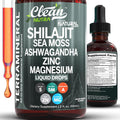 Clean Nutraceuticals Shilajit Drops Liquid | Shilajit Supplement for Men Women with Sea Moss Ashwagandha Zinc Magnesium Boron Fulvic Acid – Himalayan Shilajit Energy Vitality Stamina – 2Oz