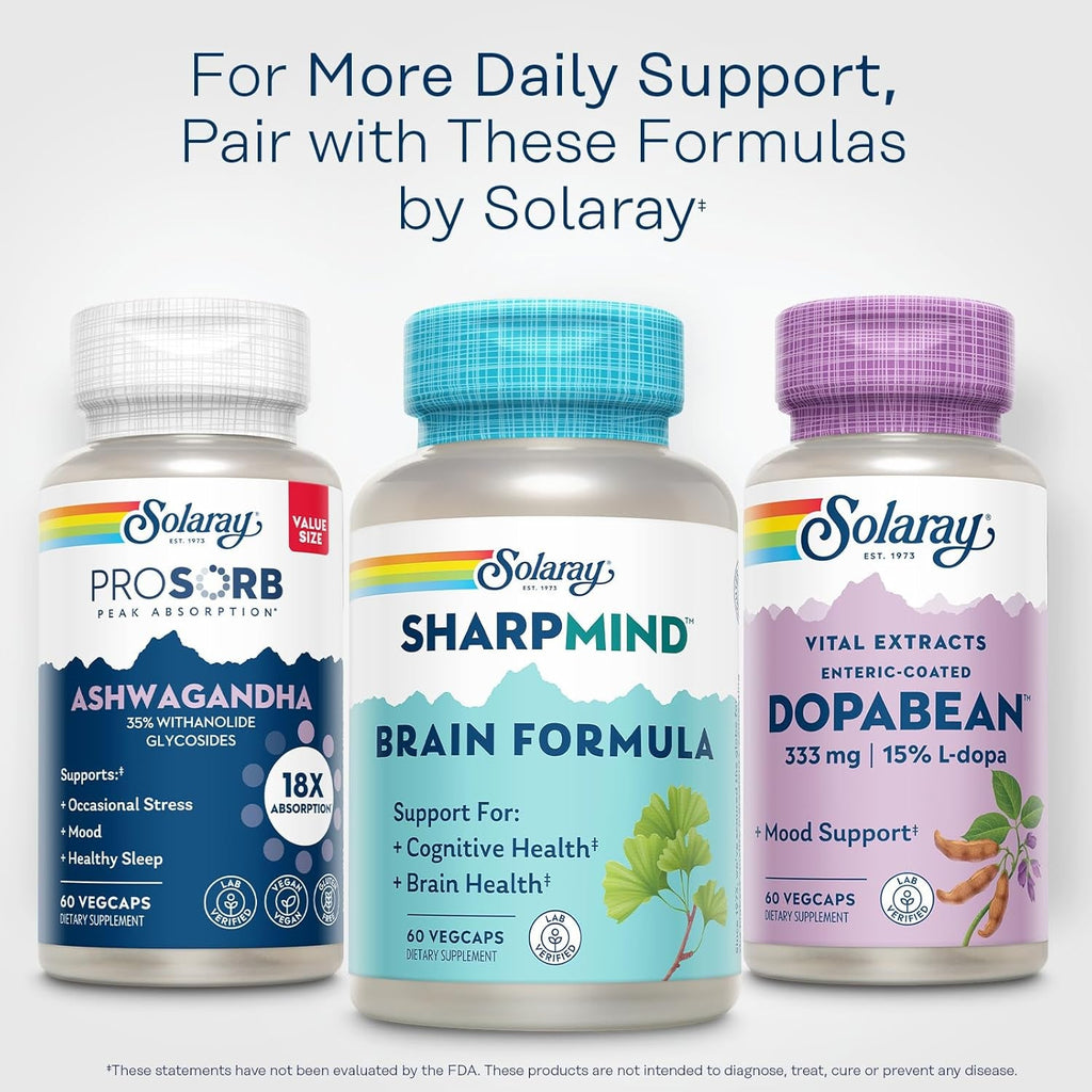 SOLARAY Dopabean 333Mg - Mucuna Pruriens L-Dopa - Wellness Support Supplement - Velvet Beans Seed Extract with 15% L Dopa plus Alpha Galactosidase - Enteric Coated, 60-Day Guarantee - 60 Servings
