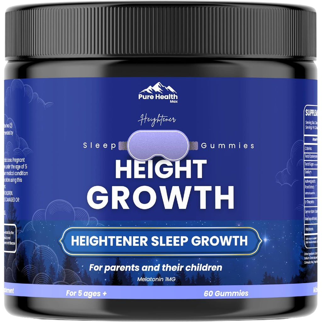 Heightener Height Growth Sleep Gummies - Vitamins to Grow Taller for True Height Potential, Natural Height Booster Increase Supplement for Kids and Adults | Calcium & Melatonin Multivitamin - 60 Gummy