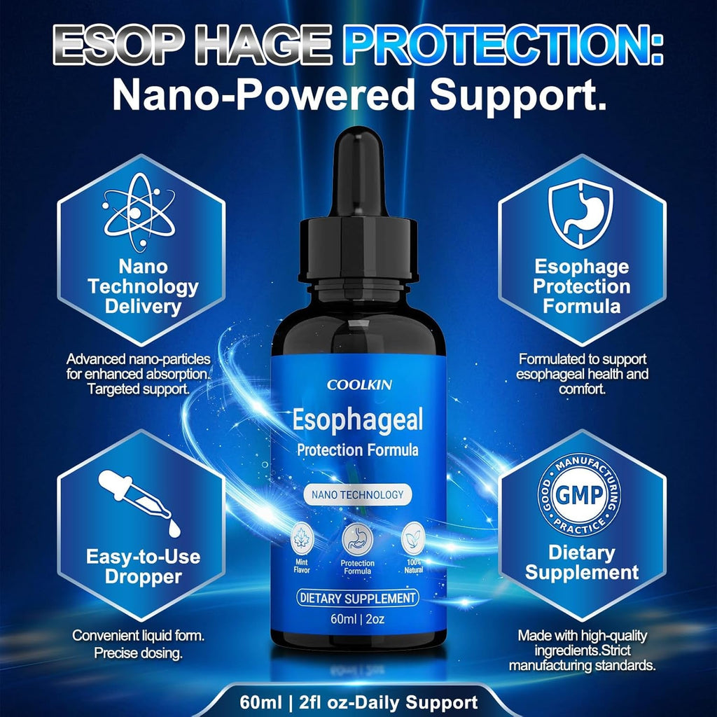 Nano Esophageal Relief Drops - Containing Slippery Elm Bark, Zinc, L-Carnosine, L-Glutamine & Aloe Extract - Non-Gmo, Dairy-Free - Soothes Digestive Discomfort, Supports Healthy Throat & Stomach