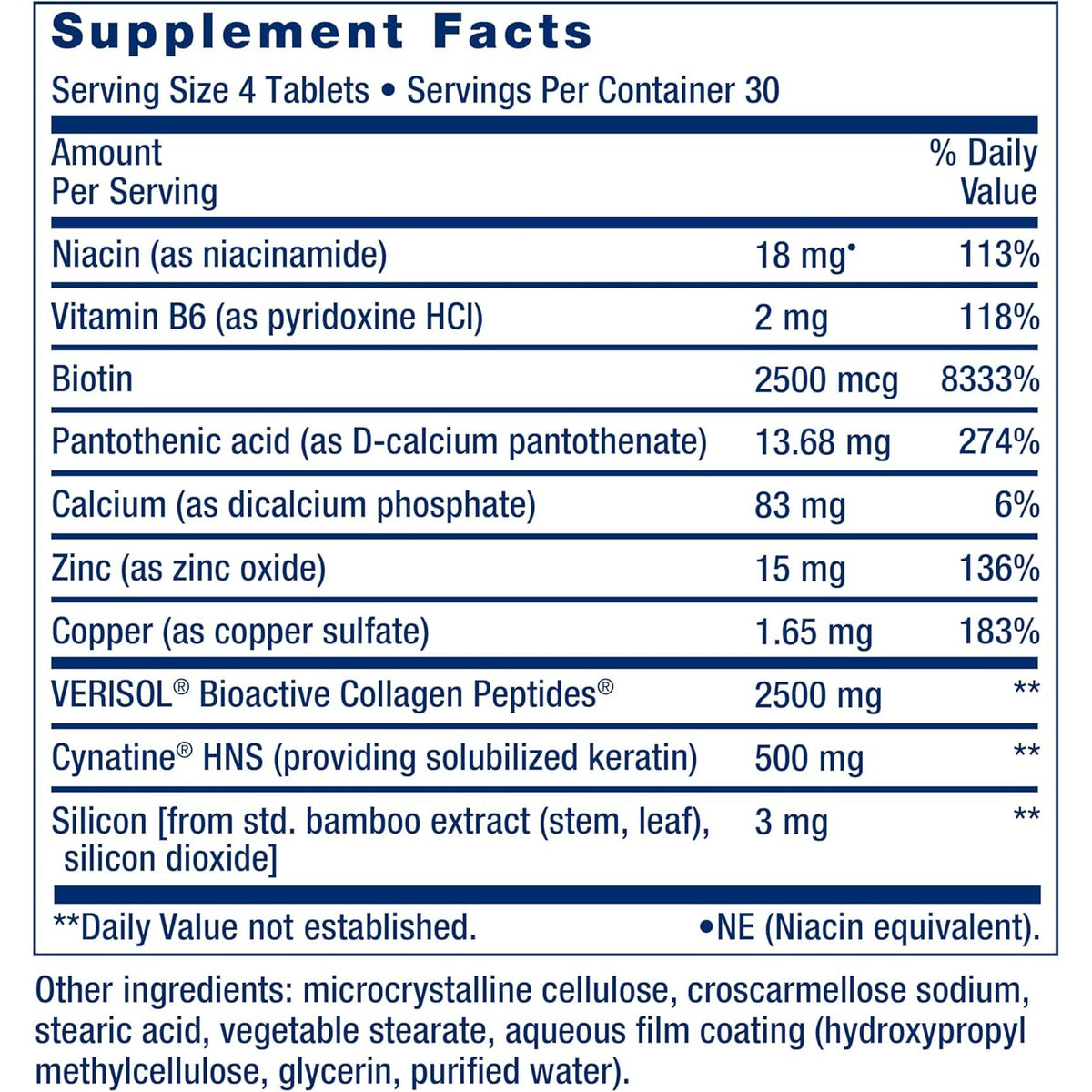 Life Extension Hair, Skin, & Nails- Collagen Plus, 120 Count