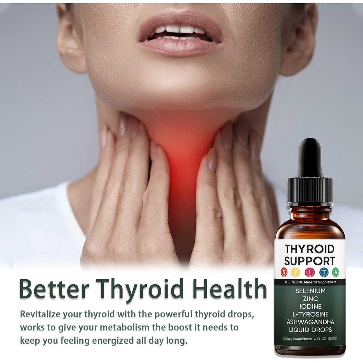 Kindled Thyroid Support Liquid Drops, Actora Thyroid Support Drops with Selenium Zinc Iodine L-Tyrosine Ashwagandha for Hormone Balance - Mood & Energy Supplement - 4 Fl. Oz. (120Ml) (1)