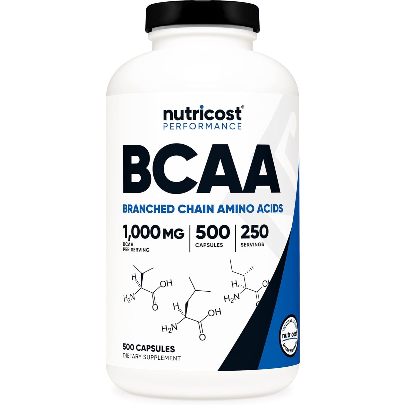 Nutricost BCAA 1000Mg, 500 Capsules (250 Serv), 2:1:1 Branched Chain Amino Acids (500Mg of L-Leucine, 250Mg of L-Isoleucine and L-Valine)