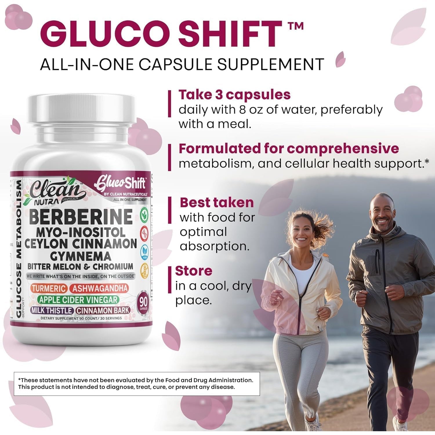 Clean Nutra Berberine Supplement Myo-Inositol Ceylon Cinnamon Gymnema Bitter Melon Chromium Complex for Digestion, Antioxidant Support & Wellness 90 Vegan Capsules Non-Gmo