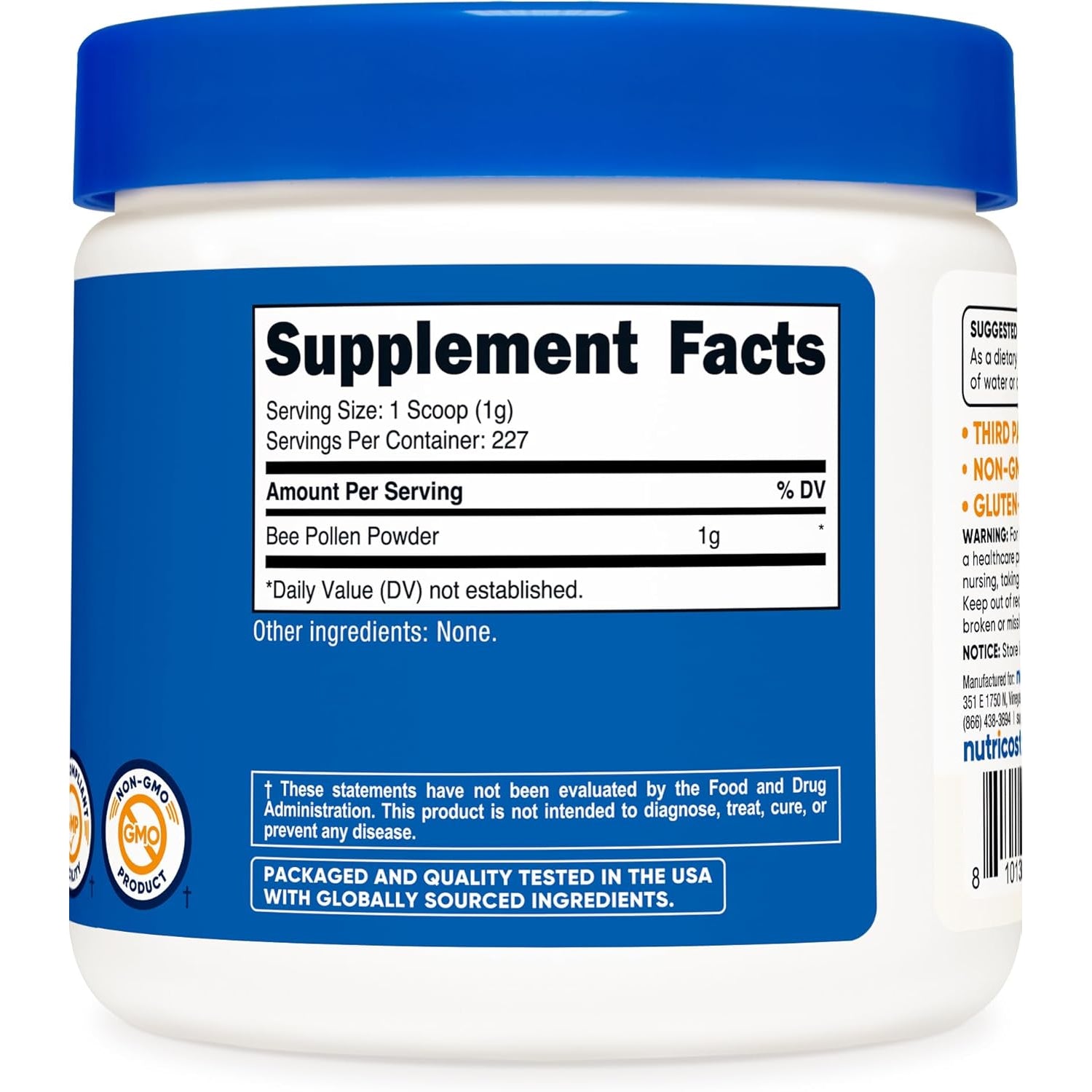 Nutricost Bee Pollen Powder (8 Oz) (Unflavored) - 227 Servings, Gluten Free, Non-Gmo, Vegetarian Dietary Supplement