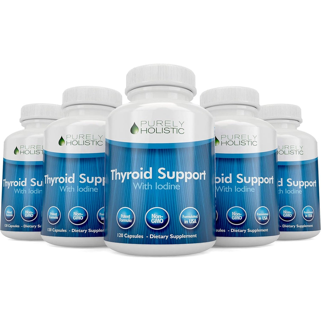 Thyroid Support | Iodine Supplement with Zinc, Selenium, L-Tyrosine & Vitamin B12 | Supports Energy Production & Cellular Health | Thyroid Support for Women & Men | Non-Gmo | 120 Ct (2-Month Supply)