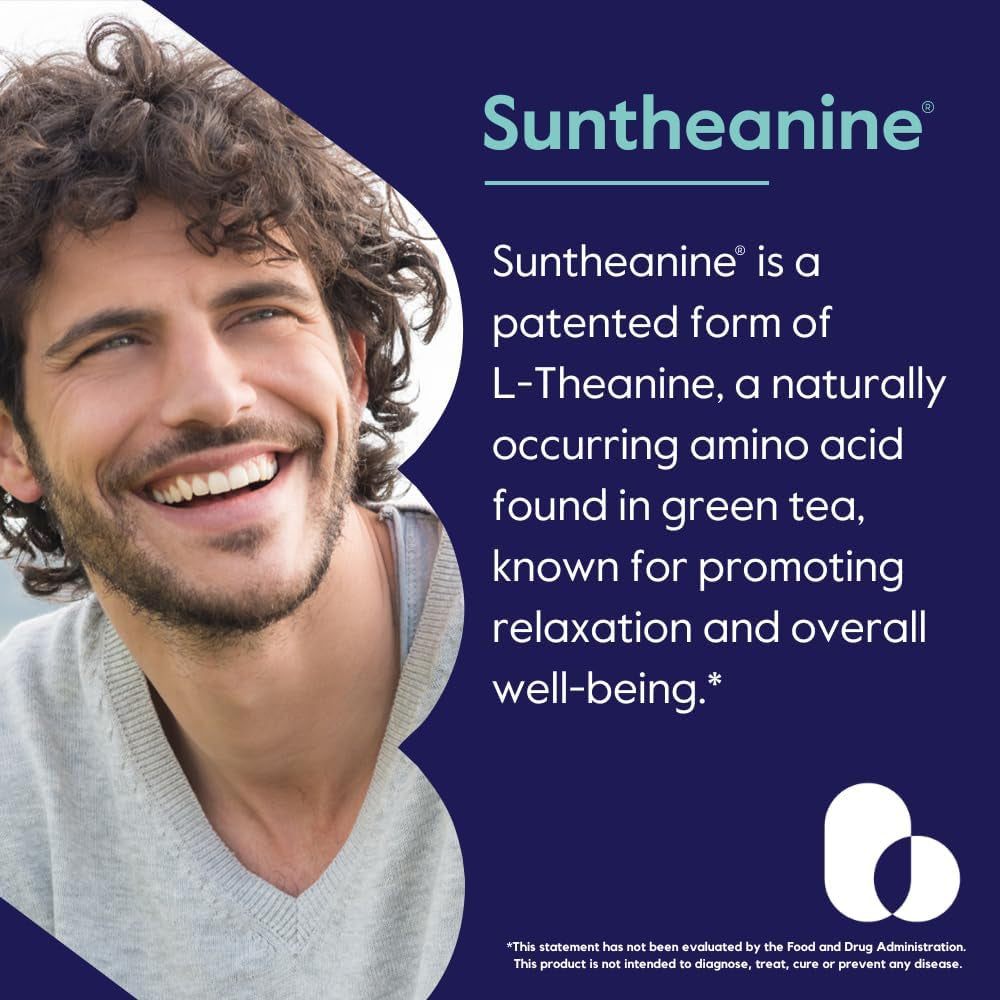 BESTVITE Double Strength Suntheanine L-Theanine 200Mg – Patented & Clinically Studied – 60 Vegetarian Capsules – Vegan – No Stearates – Non GMO – Gluten Free – Relaxation Support