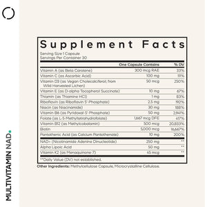 Codeage Multivitamin NAD Supplement - NAD+ Energy & Healthy Aging Support - Vitamin D3 K2, P5P, Methylated B12, Alpha Lipoic Acid, Folate, Riboflavin, Biotin, B Complex Pills - Non-Gmo - 30 Capsules