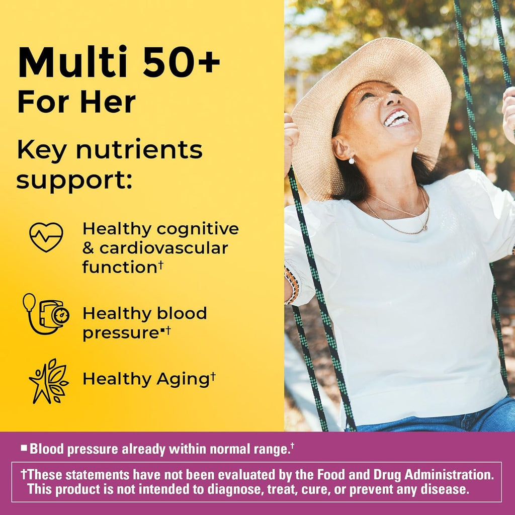 Nature Made Multivitamin for Women 50+ No Iron, Multivitamins for Women 50 Plus, Daily Nutritional Support, Nature Made Multi Vitamins, 90 Tablets, 90 Day Supply